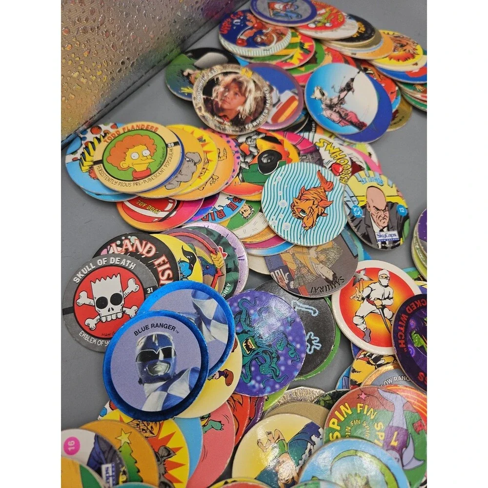 Vintage POGS Lot Of Over 320 Pieces W/ Slammers 90s Bart Jurassic Rangers Poison